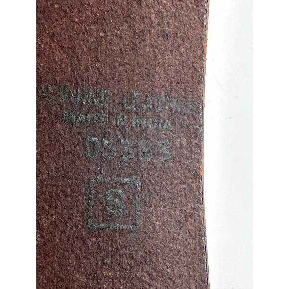 Vintage Brown Leather Belt With Embroidered Arrows & Silver Buckle Size S - Picture 10 of 12